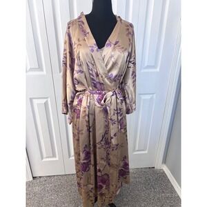 Inner Most VINTAGE Satin Floral Robe Nightgown Slip Set Pajamas Nightie Medium